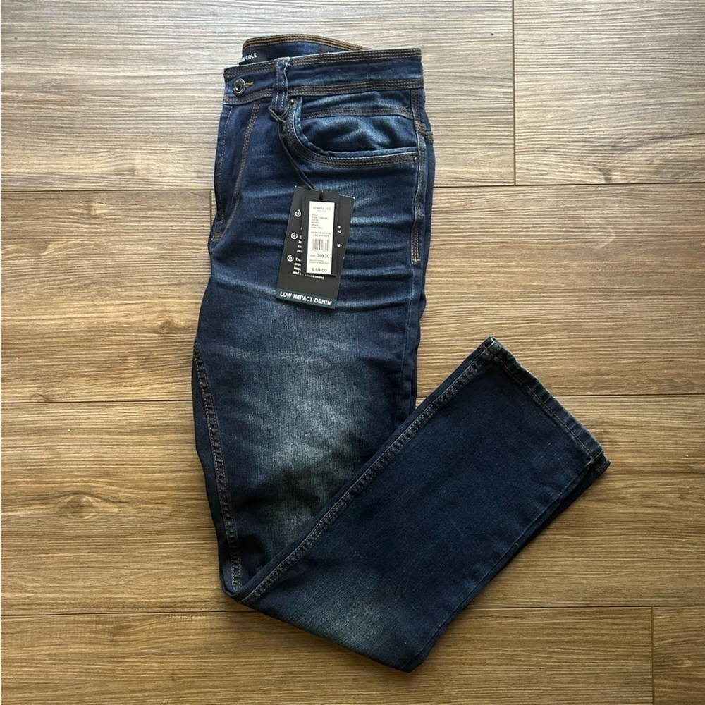Kenneth Cole | Slim Fit Distressed Blue Jeans (30L x 30W)